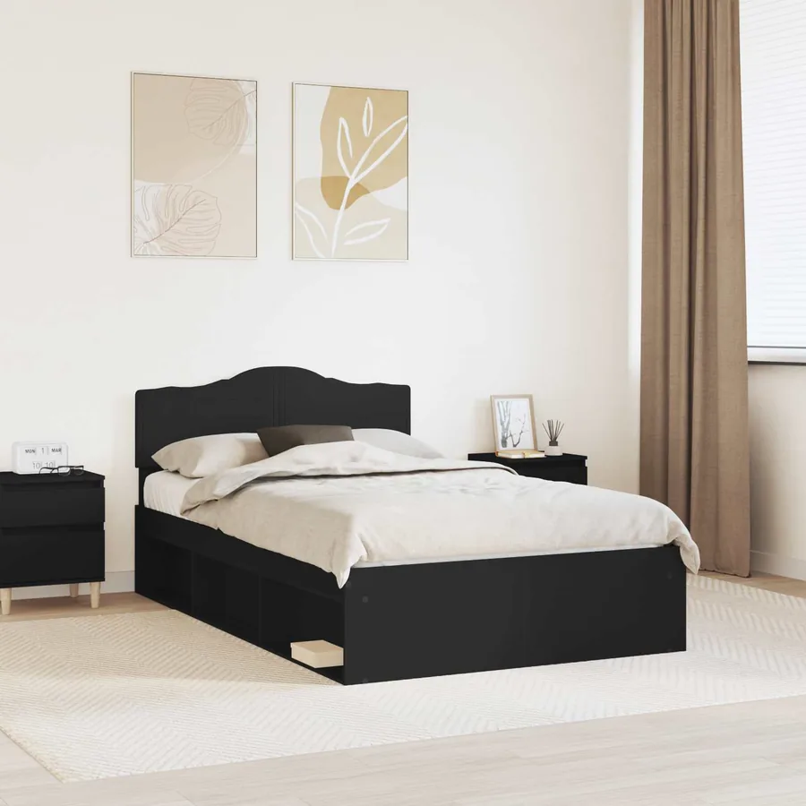 Cadre de lit Noir 120 x 190 cm Bois de pin massif