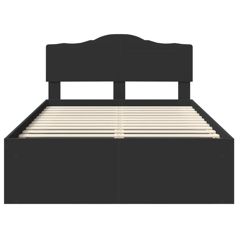 Cadre de lit Noir 120 x 190 cm Bois de pin massif - 7