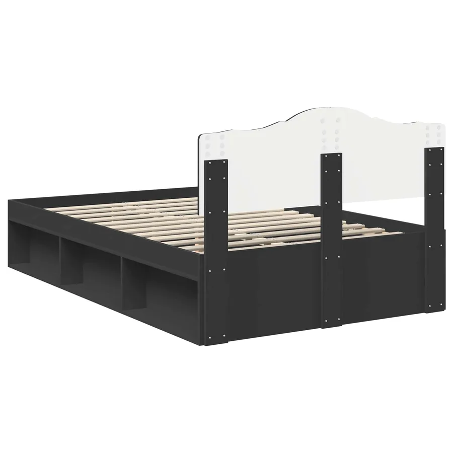 Cadre de lit Noir 120 x 190 cm Bois de pin massif - 9