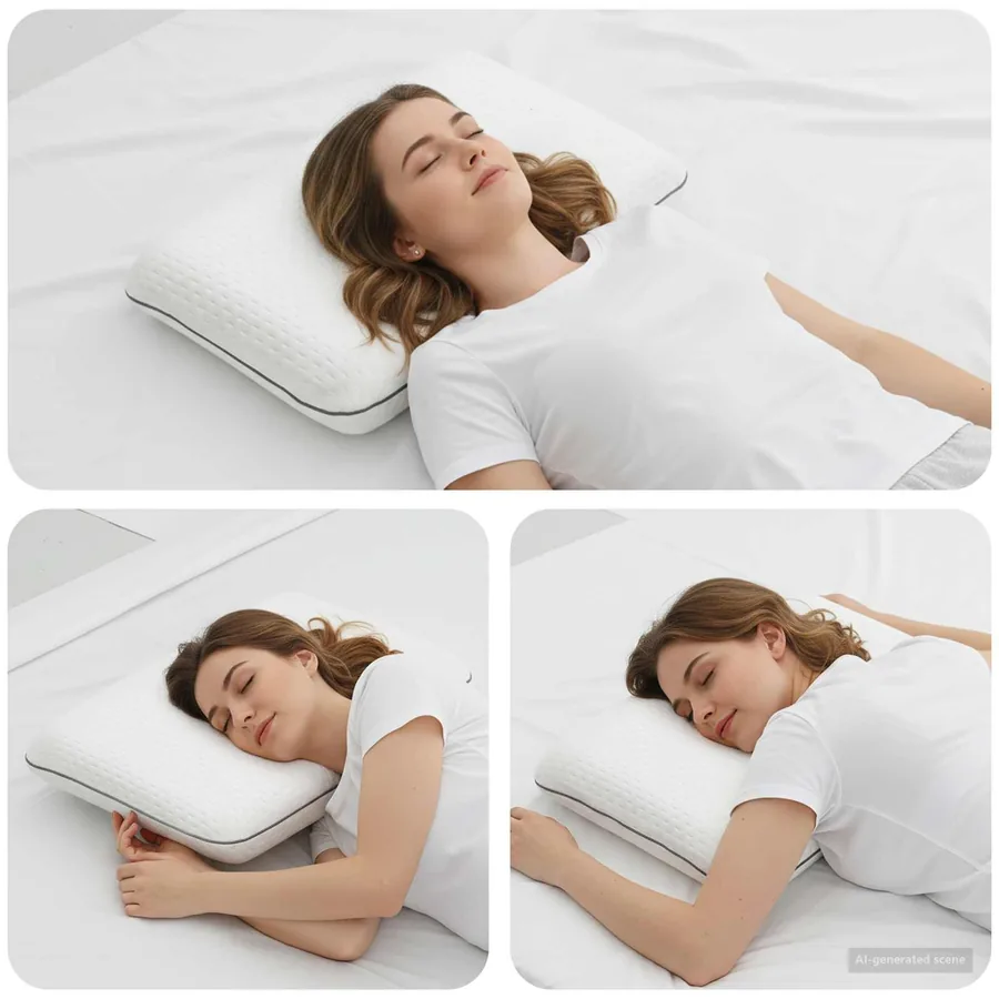 Coussin de sommeil Uni Blanc 60 x 40 x 10 cm Mousse de Gel
