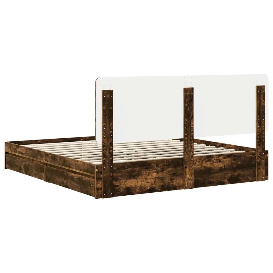 Lit de Rangement Chêne fumé 180 x 200 cm Bois d'ingénierie - 8