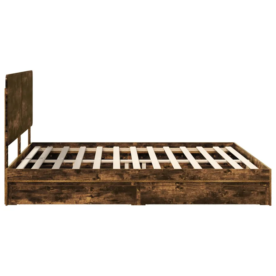 Lit de Rangement Chêne fumé 180 x 200 cm Bois d'ingénierie - 9