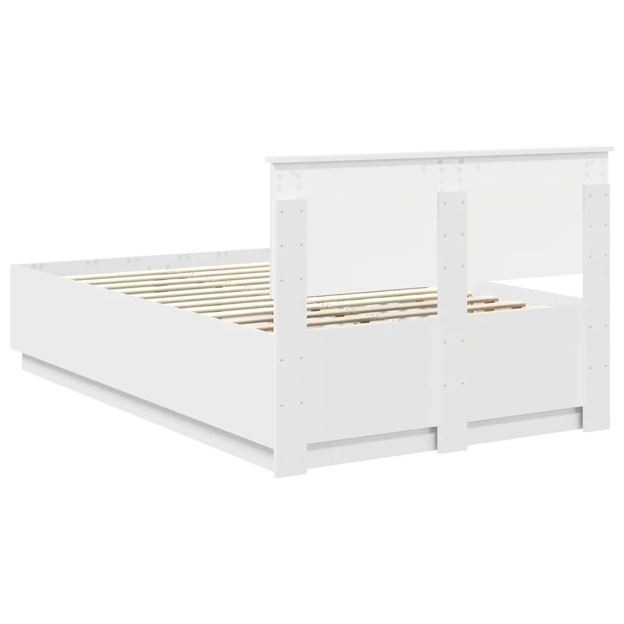 Cadre de lit Blanc 135 x 190 cm Bois d'ingénierie - 8