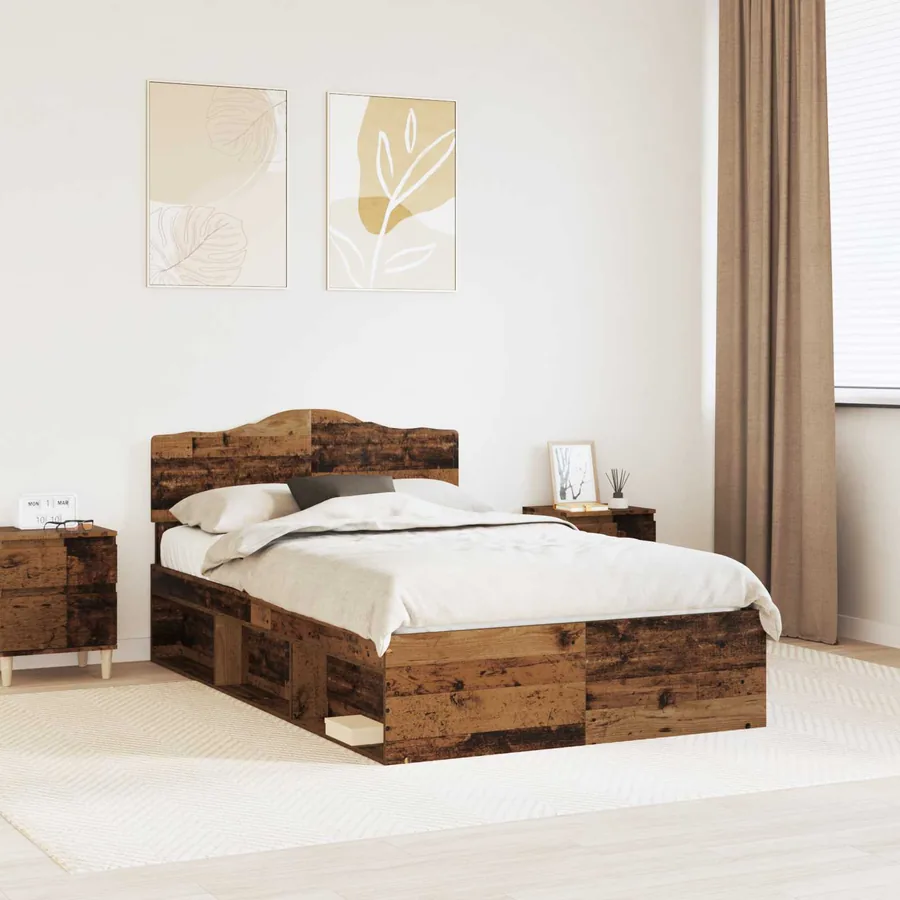 Cadre de lit Bois ancien 120 x 190 cm Bois de pin massif