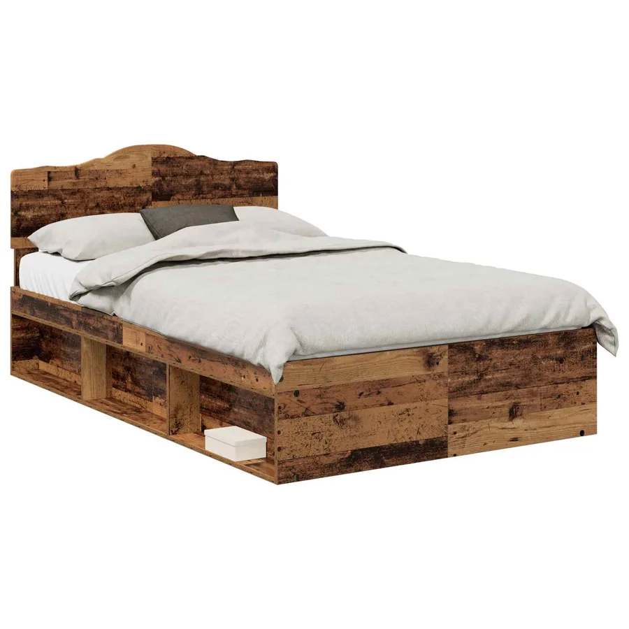 Cadre de lit Bois ancien 120 x 190 cm Bois de pin massif - 2