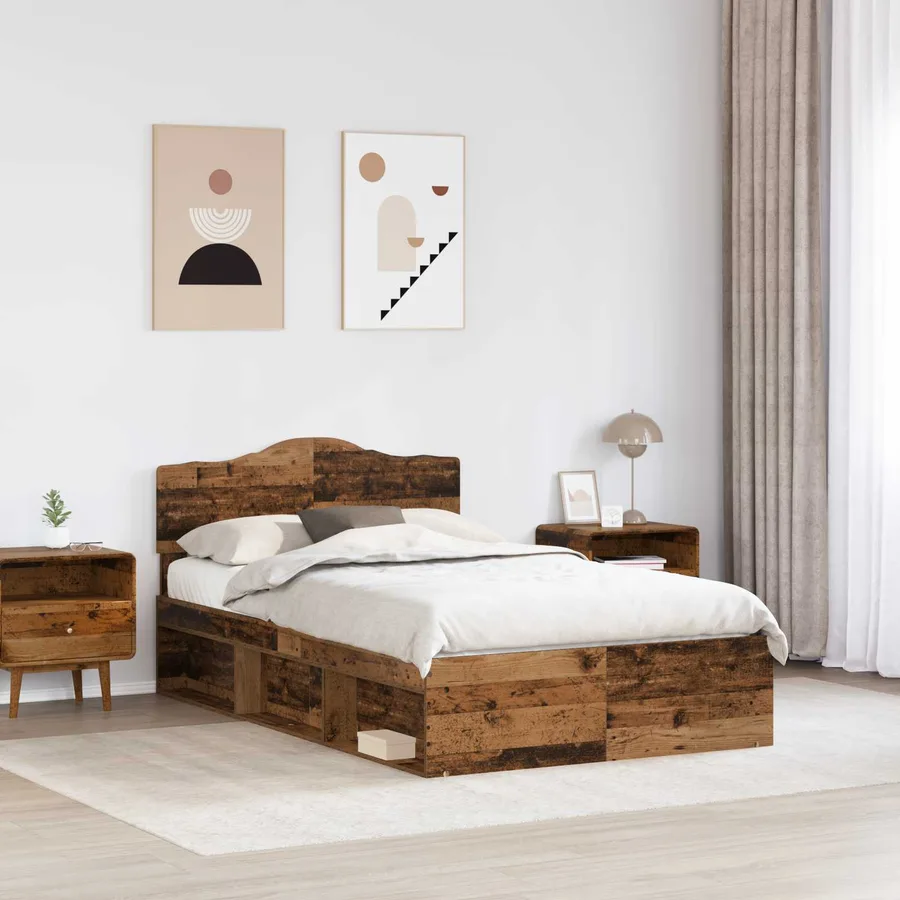Cadre de lit Bois ancien 120 x 190 cm Bois de pin massif - 3