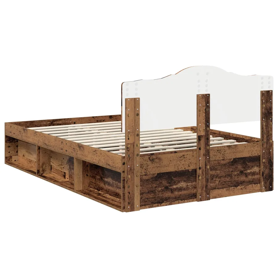 Cadre de lit Bois ancien 120 x 190 cm Bois de pin massif - 9