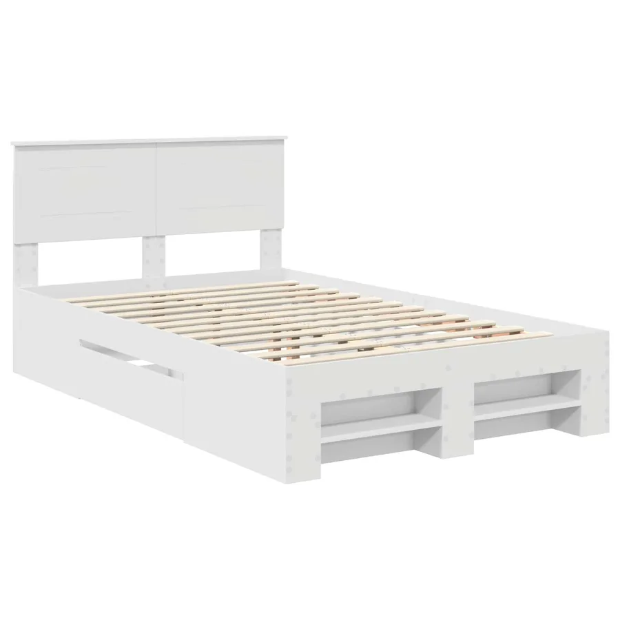 Cadre de lit Blanc 137 x 203 cm Bois d'ingénierie - 4
