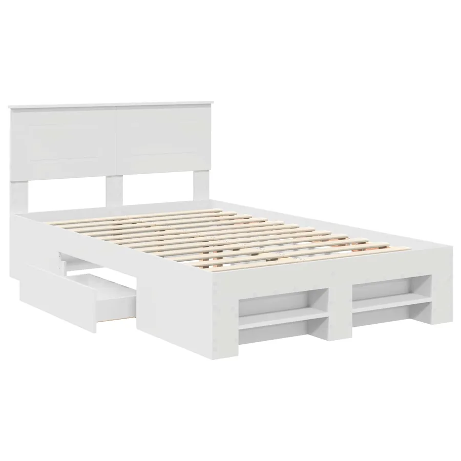 Cadre de lit Blanc 137 x 203 cm Bois d'ingénierie - 5