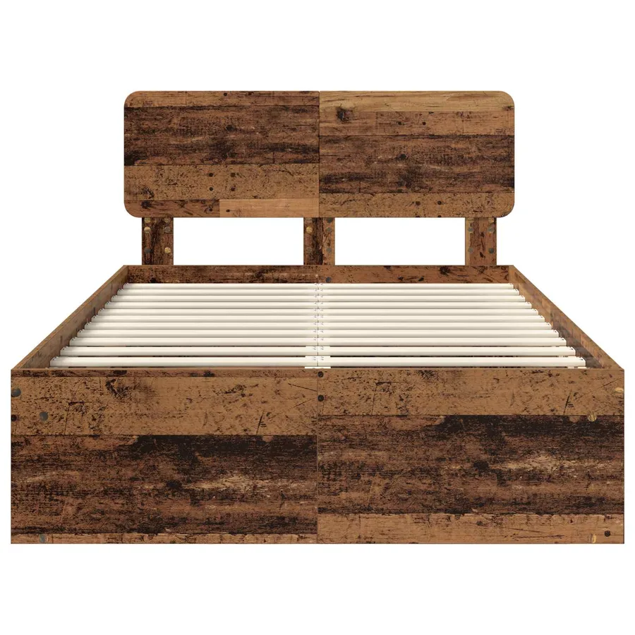 Cadre de lit Bois ancien 135 x 190 cm Pin massif - 7