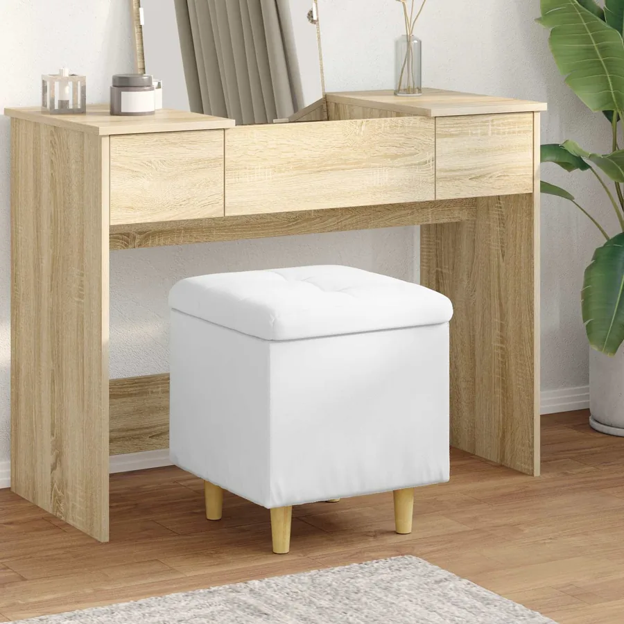 Pouf de rangement Blanc 40 x 40 x 45 cm Simili cuir