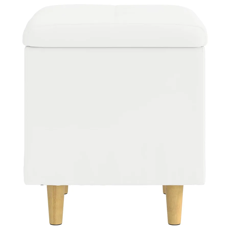 Pouf de rangement Blanc 40 x 40 x 45 cm Simili cuir - 5
