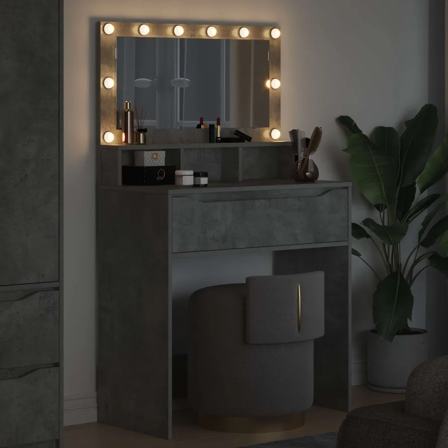 Tables de maquillage pour chambre Gris béton 80 x 39,6 x 135 cm - 4