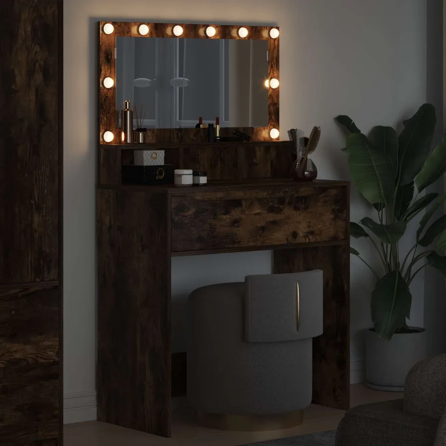 Tables de maquillage pour chambre Chêne fumé 80 x 39,6 x 135 cm - 4