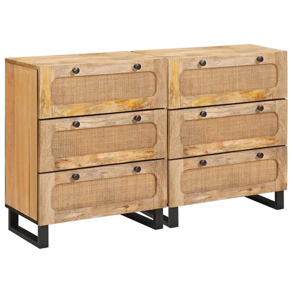 Buffet 2 pcs Marron 60 x 33 x 75 cm Bois de mangue massif