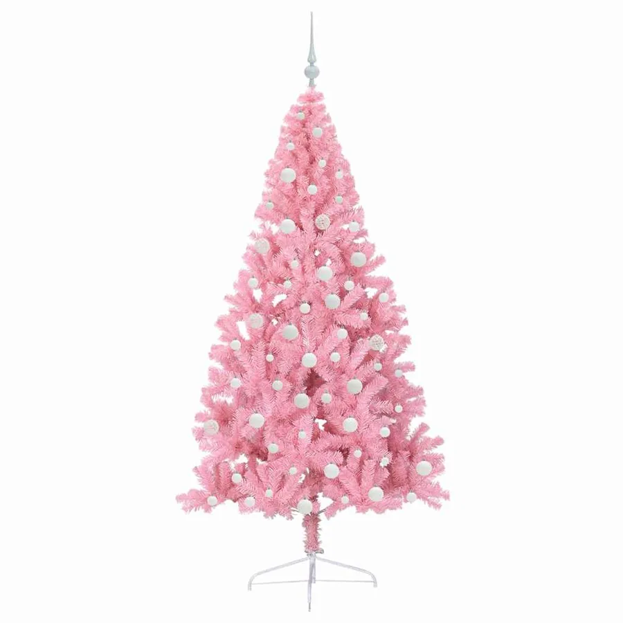 Sapin de Noël artificiel pré-éclairé Rose 180 cm PVC - 4