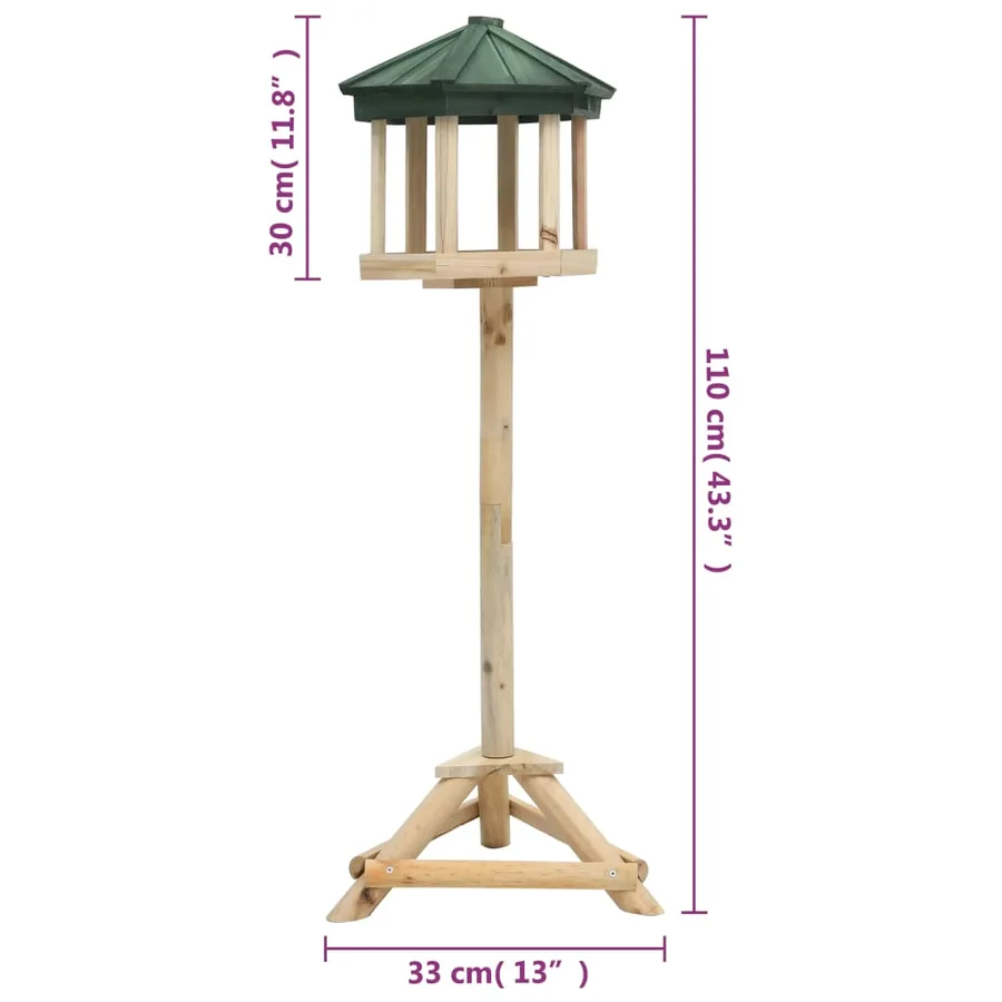 Mangeoire à oiseaux sur pied Bois de sapin 33x110 cm - 7