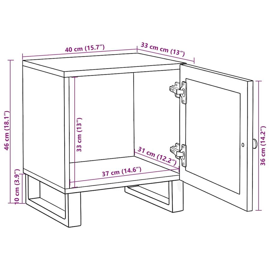 Cabinet de chevet Naturel 40 x 33 x 46 cm - 12