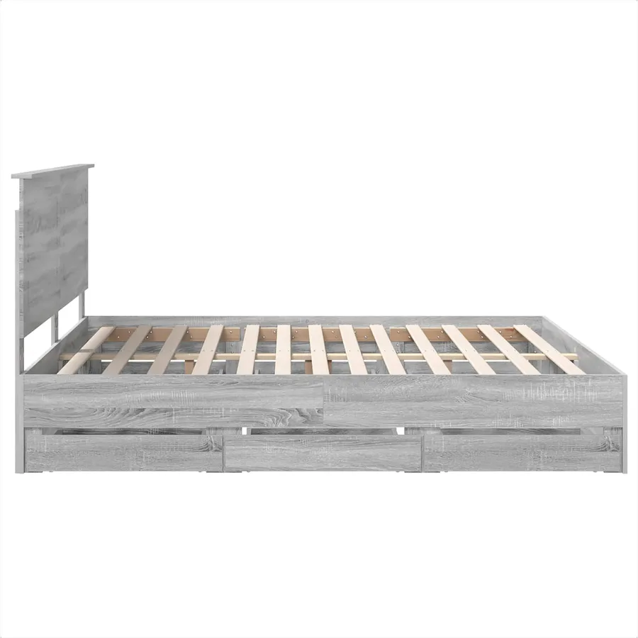 Cadre de lit Gris Sonoma 200 x 200 cm Bois Ingénierie - 9