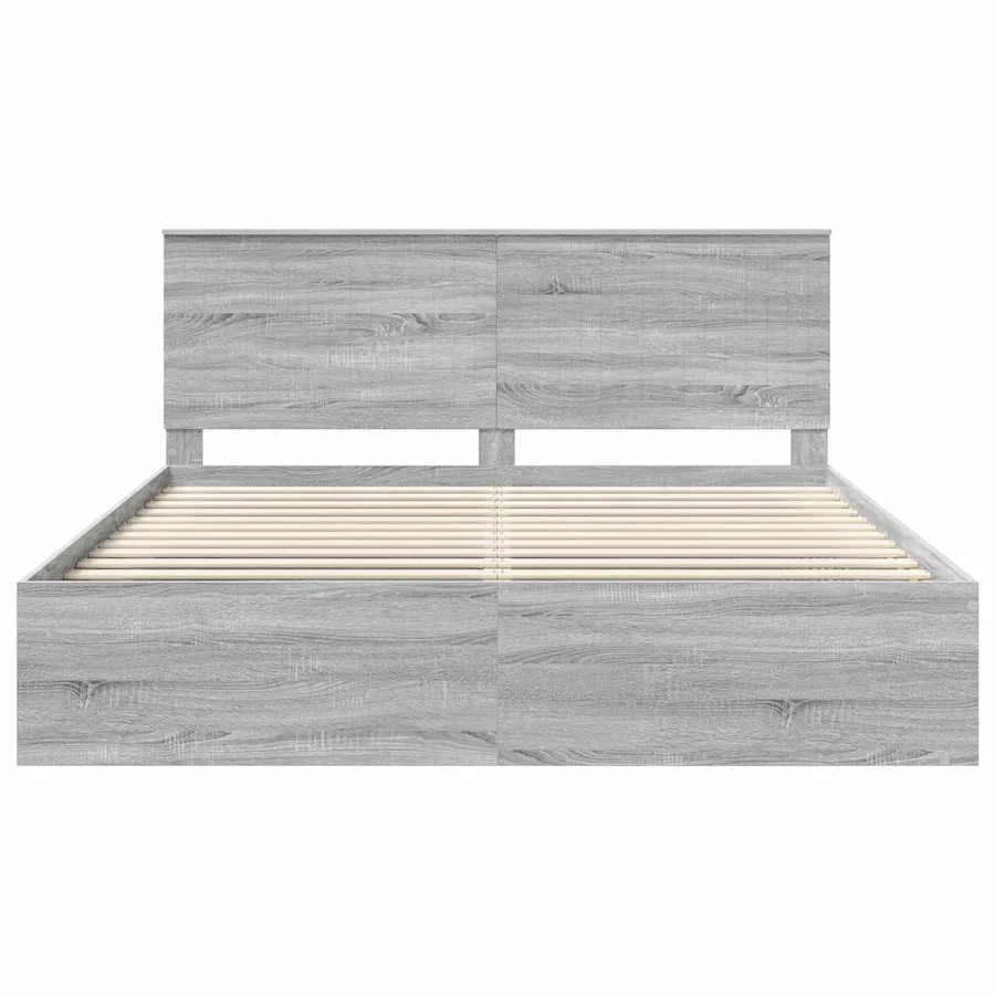 Cadre de lit Gris Sonoma 200 x 200 cm Bois de pin massif - 7