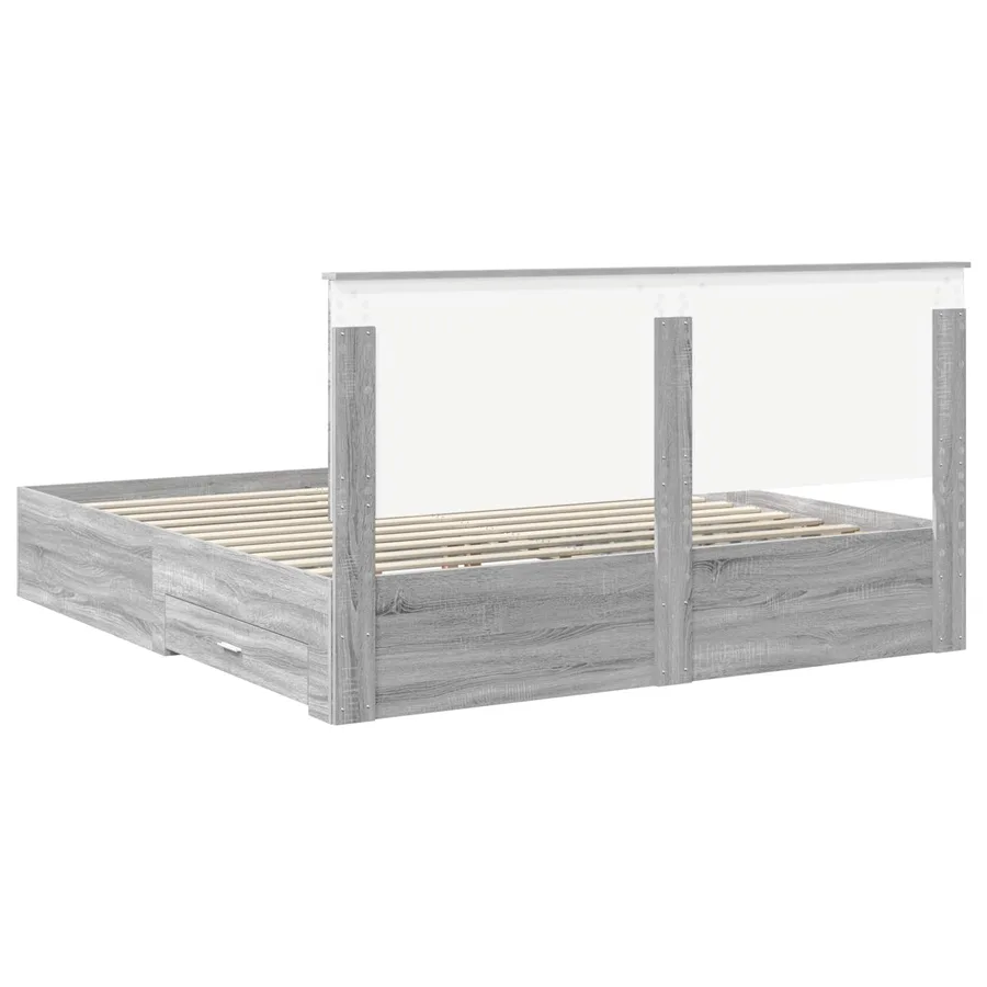 Lit de Rangement Gris Sonoma 200 x 200 cm Bois d'ingénierie - 10