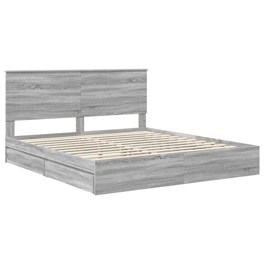 Lit de Rangement Gris Sonoma 200 x 200 cm Bois d'ingénierie - 4