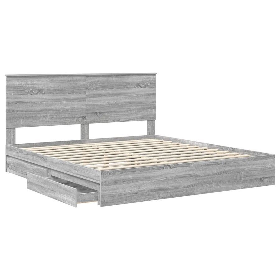 Lit de Rangement Gris Sonoma 200 x 200 cm Bois d'ingénierie - 5