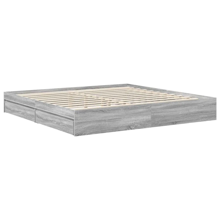 Lit de Rangement Gris Sonoma 200 x 200 cm Bois d'ingénierie - 6