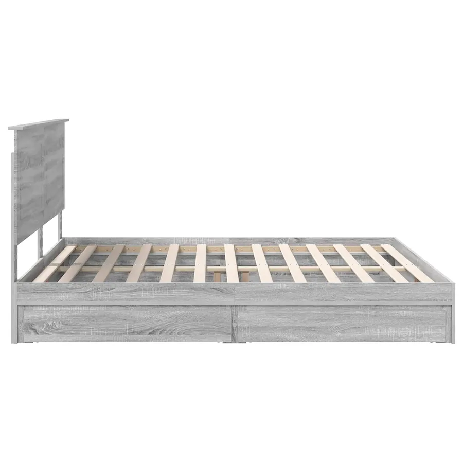 Lit de Rangement Gris Sonoma 200 x 200 cm Bois d'ingénierie - 9