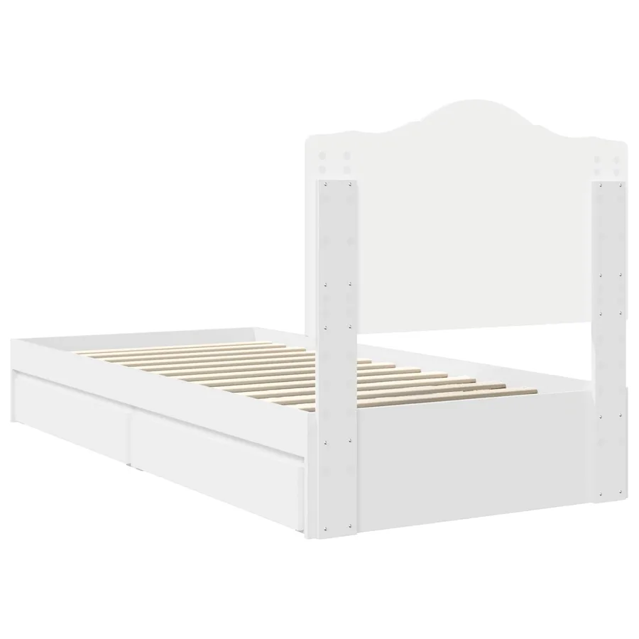 Lit de Rangement Réglable Blanc 70 x 190 cm Bois d'ingénierie - 8