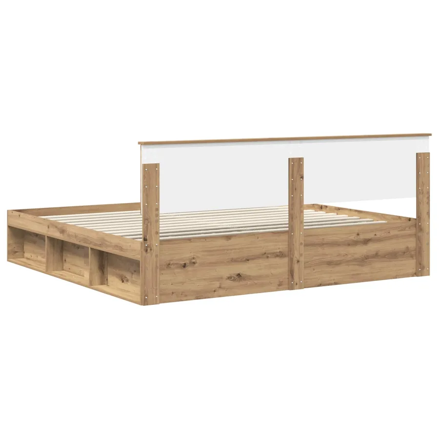 Cadre de lit Chêne artisan 200 x 200 cm Pin massif - 9