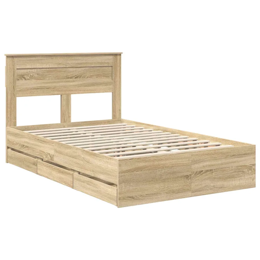 Cadre de lit Chêne Sonoma 120 x 190 cm Bois Ingénierie - 4