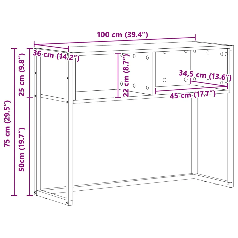 Table d'appoint Chêne noir 100 x 36 x 75 cm Bois d'ingénierie - 10