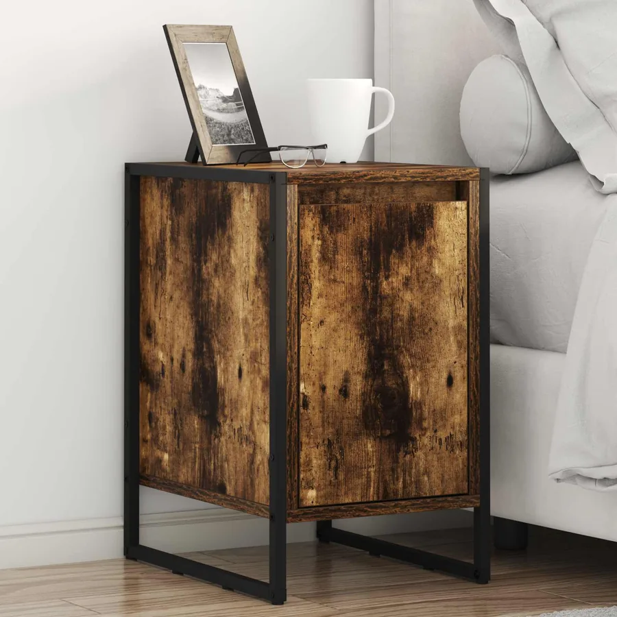 Table de chevet Chêne Fumé 39,5 x 30 x 50 cm Bois d'ingénierie