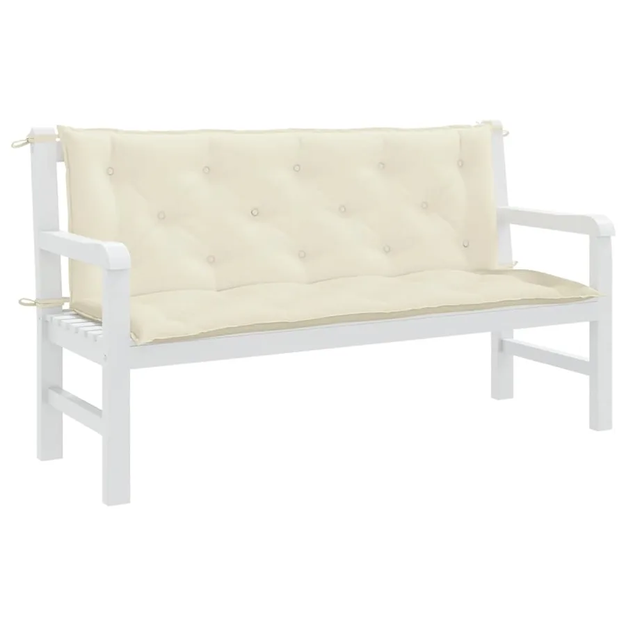 Coussin de banc de jardin blanc crème tissu oxford - 4