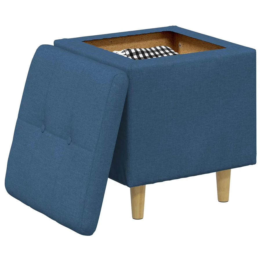 Pouf de rangement avec coussin Bleu 40 x 40 x 45 cm tissu - 3
