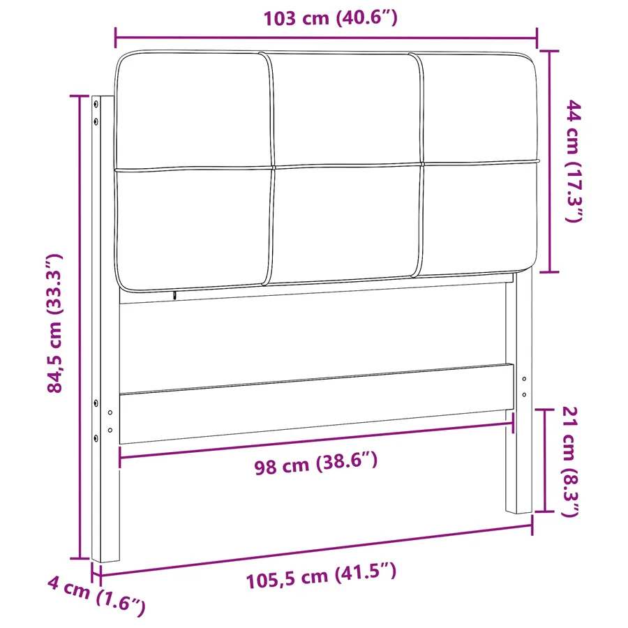 Tête de lit capitonnée Blanc et gris clair 100 cm Pin massif - 13