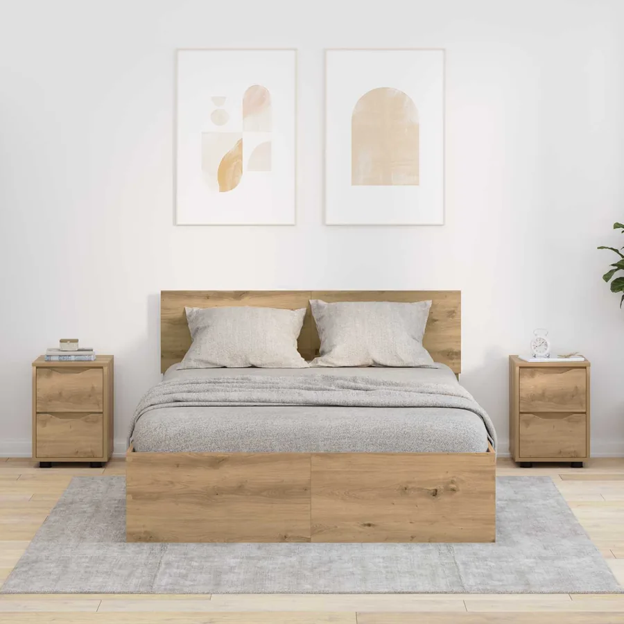 Tables de chevet 2 pc Chêne artisanal 30,5 x 30 x 43 cm