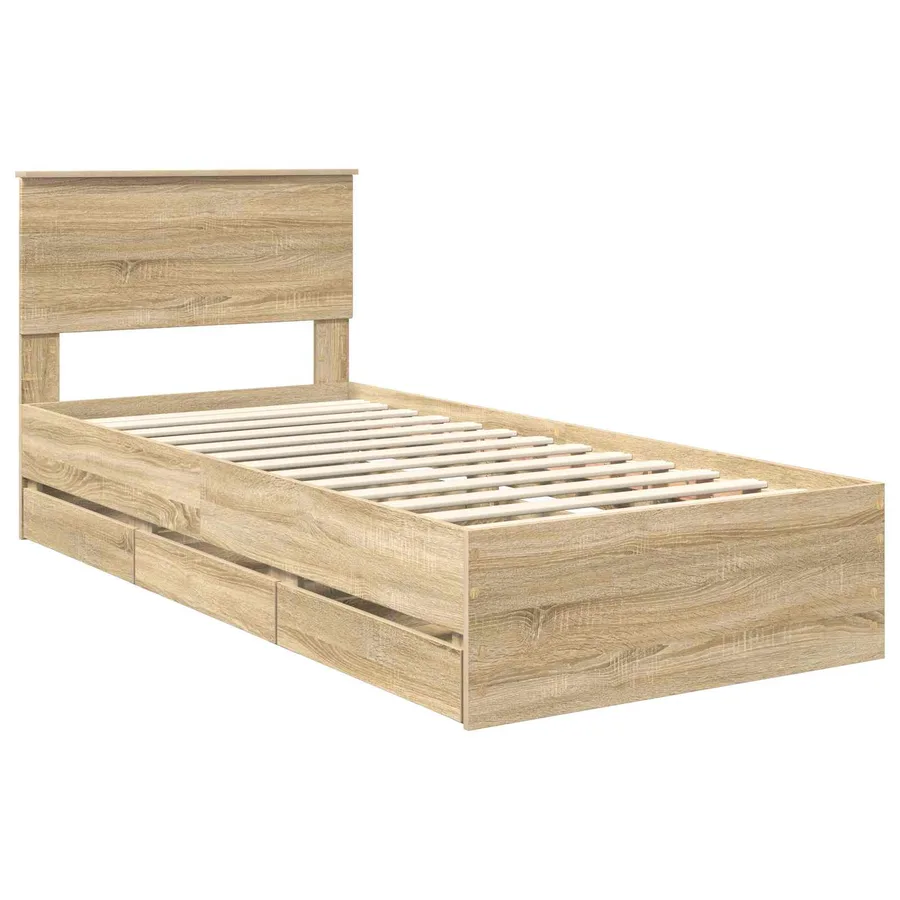 Cadre de lit Chêne Sonoma 100 x 200 cm Bois Ingénierie - 4