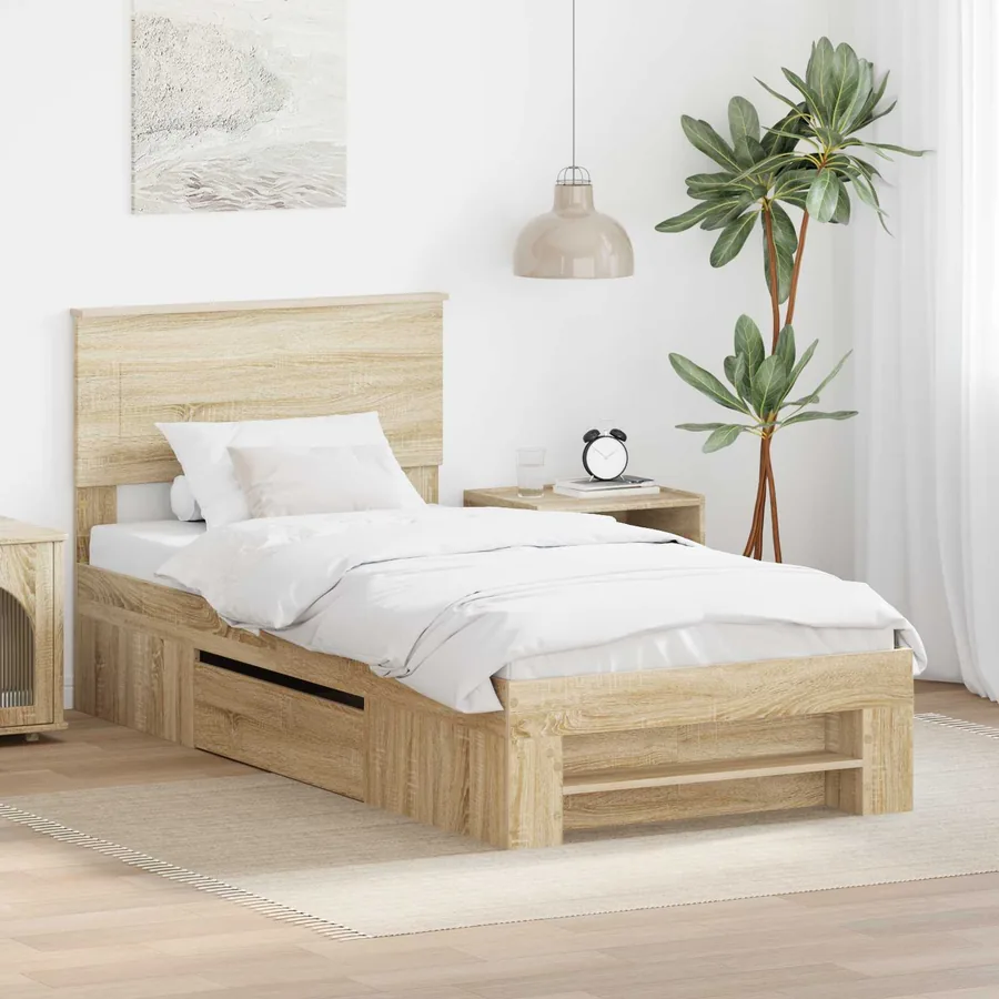 Cadre de lit Chêne Sonoma 100 x 200 m Bois d'ingénierie