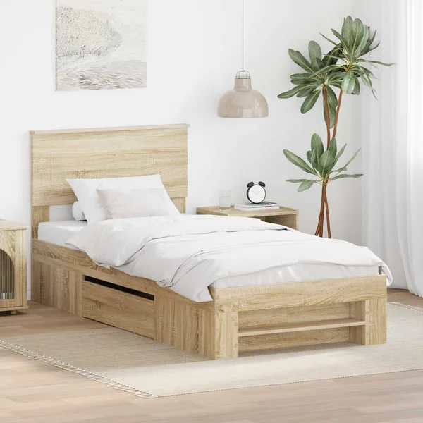 Cadre de lit Chêne Sonoma 100 x 200 m Bois d'ingénierie