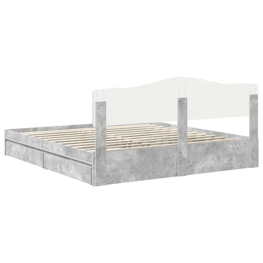Lit de Rangement Gris béton 180 x 200 cm Bois d'ingénierie - 10