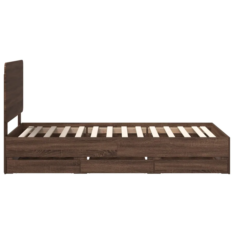 Cadre de lit Chêne brun 100 x 200 cm Bois Ingénierie - 9