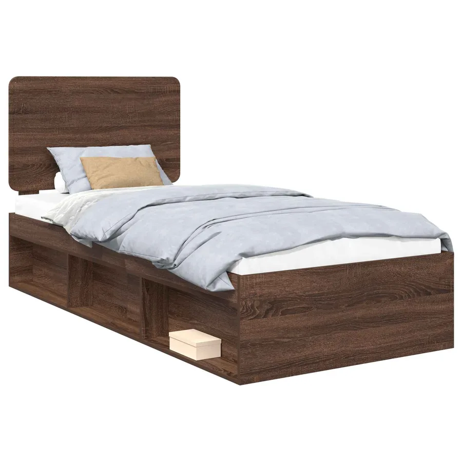 Cadre de lit Chêne brun 100 x 200 cm Bois de pin massif - 2