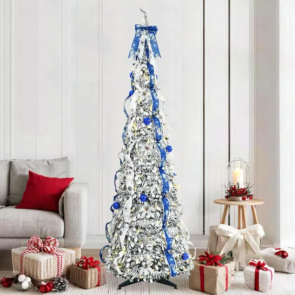 Sapin de Noël artificiel avec 200 LED Blanc 210 cm PVC