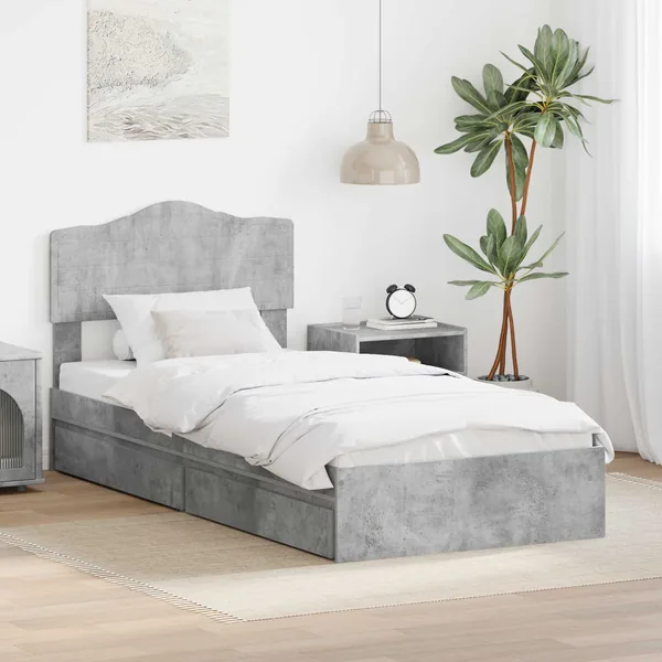 Lit de Rangement Gris béton 70 x 190 cm Bois d'ingénierie