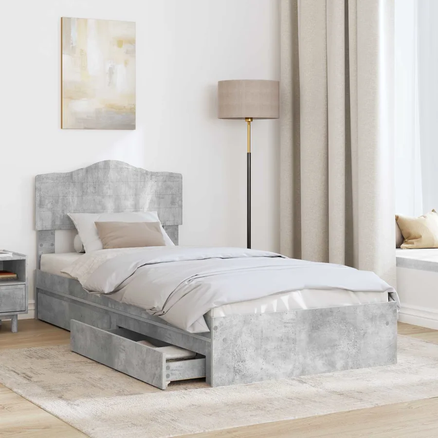 Lit de Rangement Gris béton 70 x 190 cm Bois d'ingénierie - 3