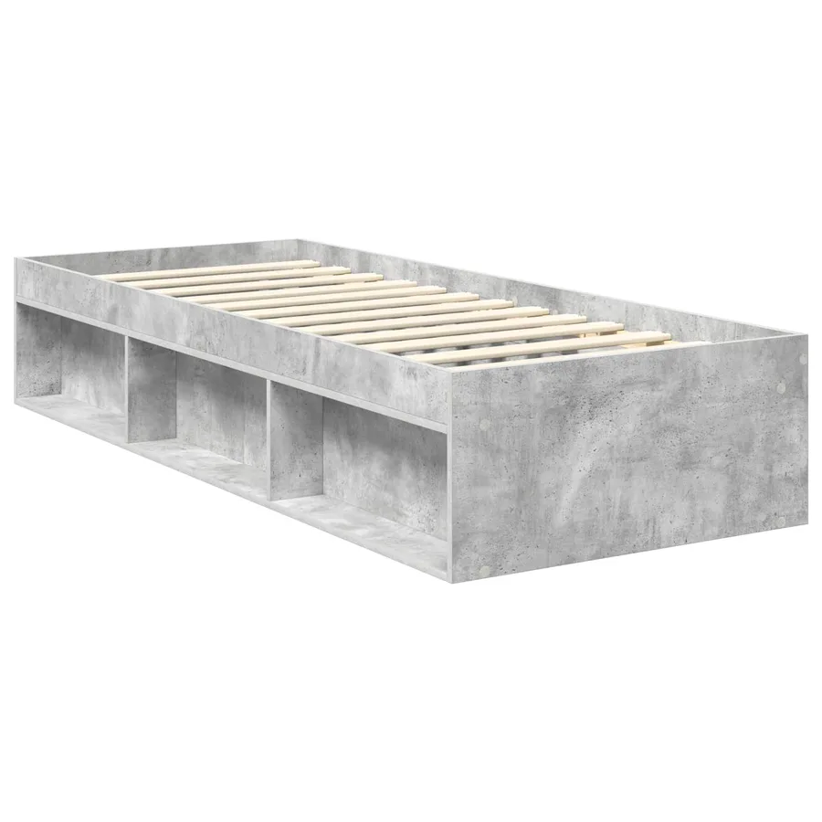 Cadre de lit Gris Béton 75 x 190 cm Bois de pin massif - 5