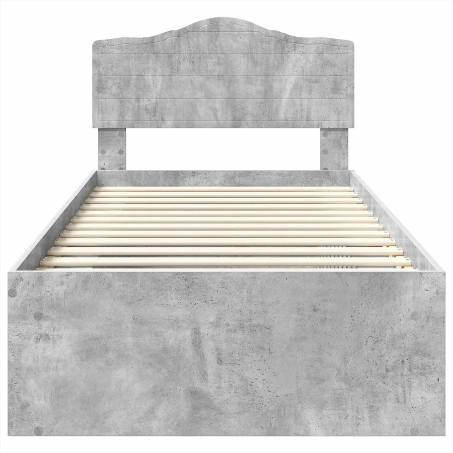 Cadre de lit Gris Béton 75 x 190 cm Bois de pin massif - 7
