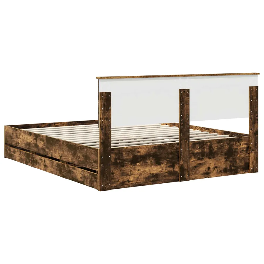 Cadre de lit Chêne fumé 160 x 200 cm Bois Ingénierie - 10